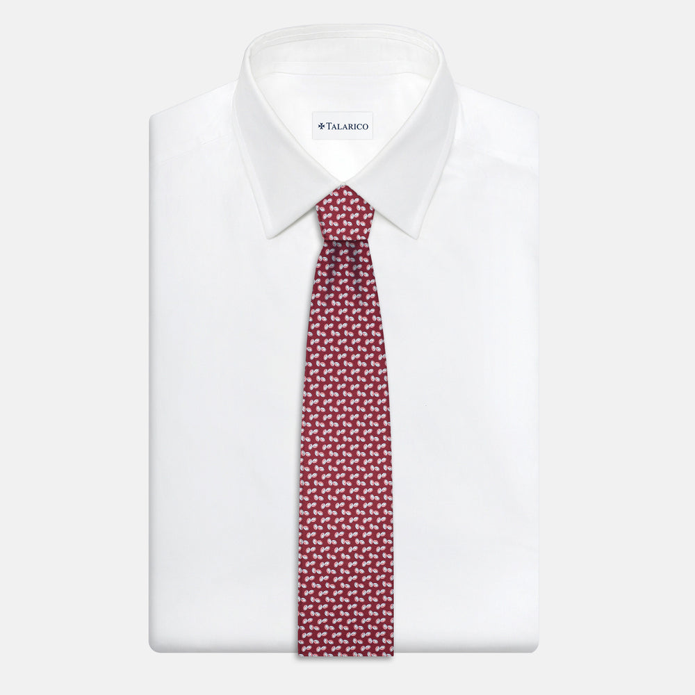 3-Fold Silk Tie, Micro Pattern, Bordeaux - JA056336-9