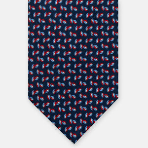 3-Fold Silk Tie, Micro Pattern, Blue and Red - JA056336-1