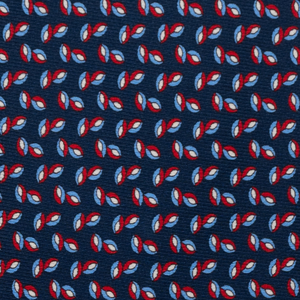 3-Fold Silk Tie, Micro Pattern, Blue and Red - JA056336-1