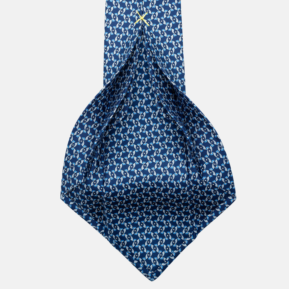 7-Fold Silk Tie with Floral Pattern in Light Blue - JA056337-11