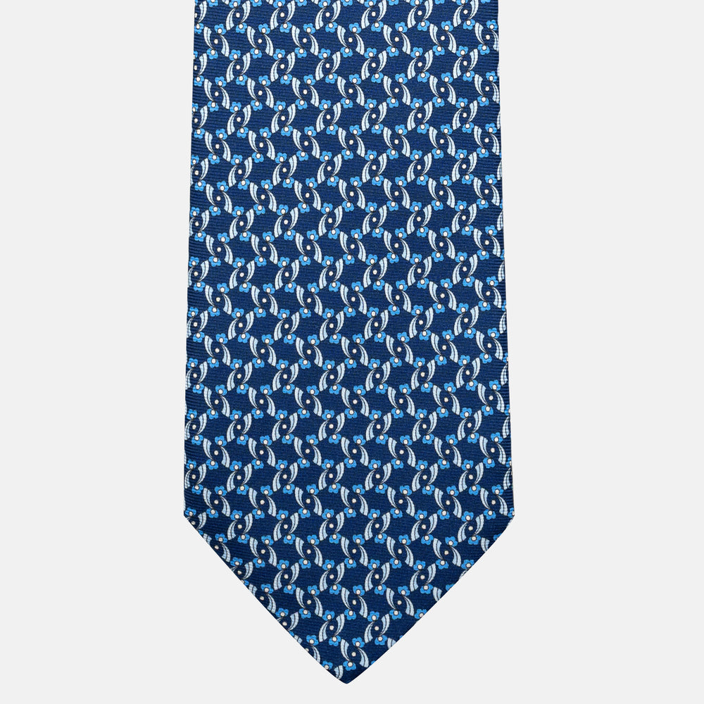 7-Fold Silk Tie with Floral Pattern in Light Blue - JA056337-11