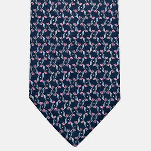 Cravatta 3 pieghe in Seta, Fantasia Floreale, Blu Rosa - JA056337-12