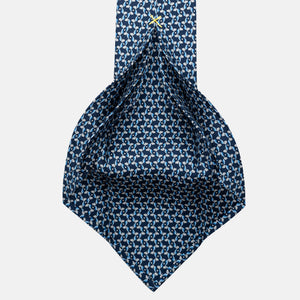 7-Fold Silk Tie with Floral Pattern in Blue and Grey - JA056337-2
