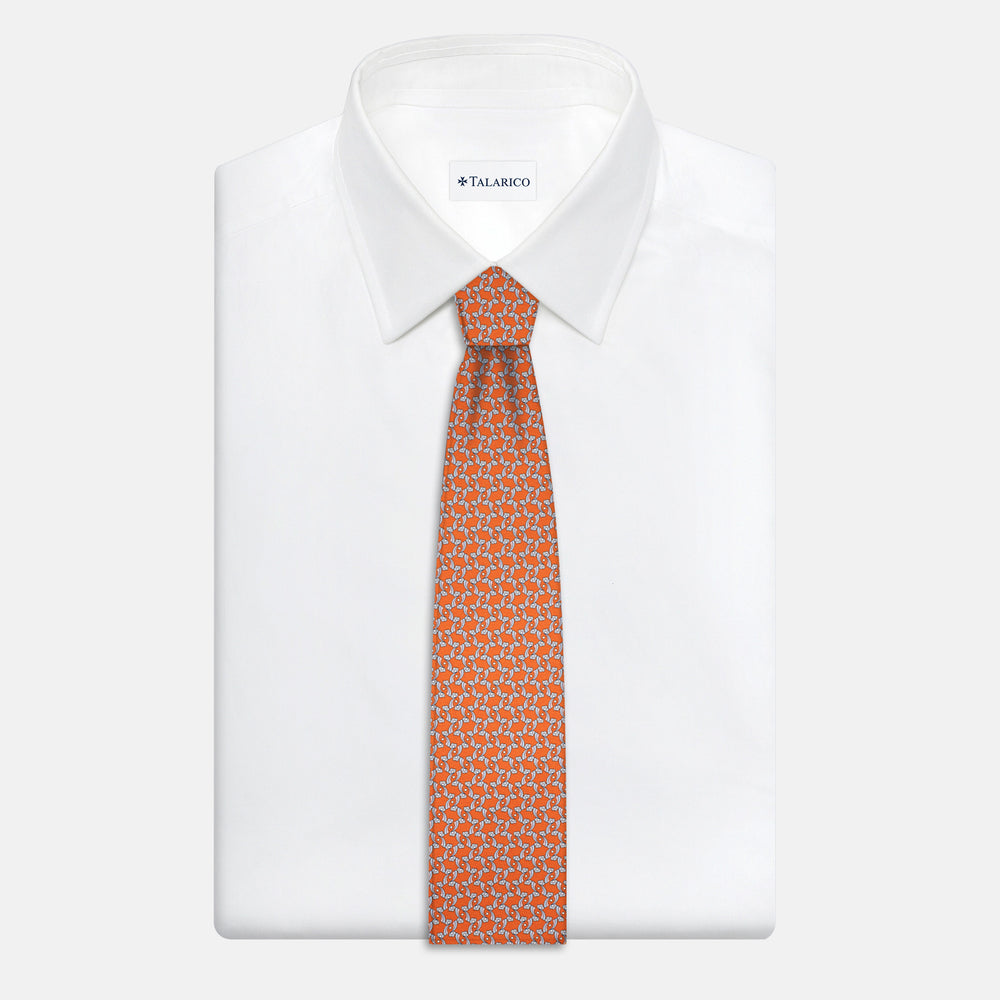 3-Fold Silk Tie, Floral Pattern, Orange - JA056337-4