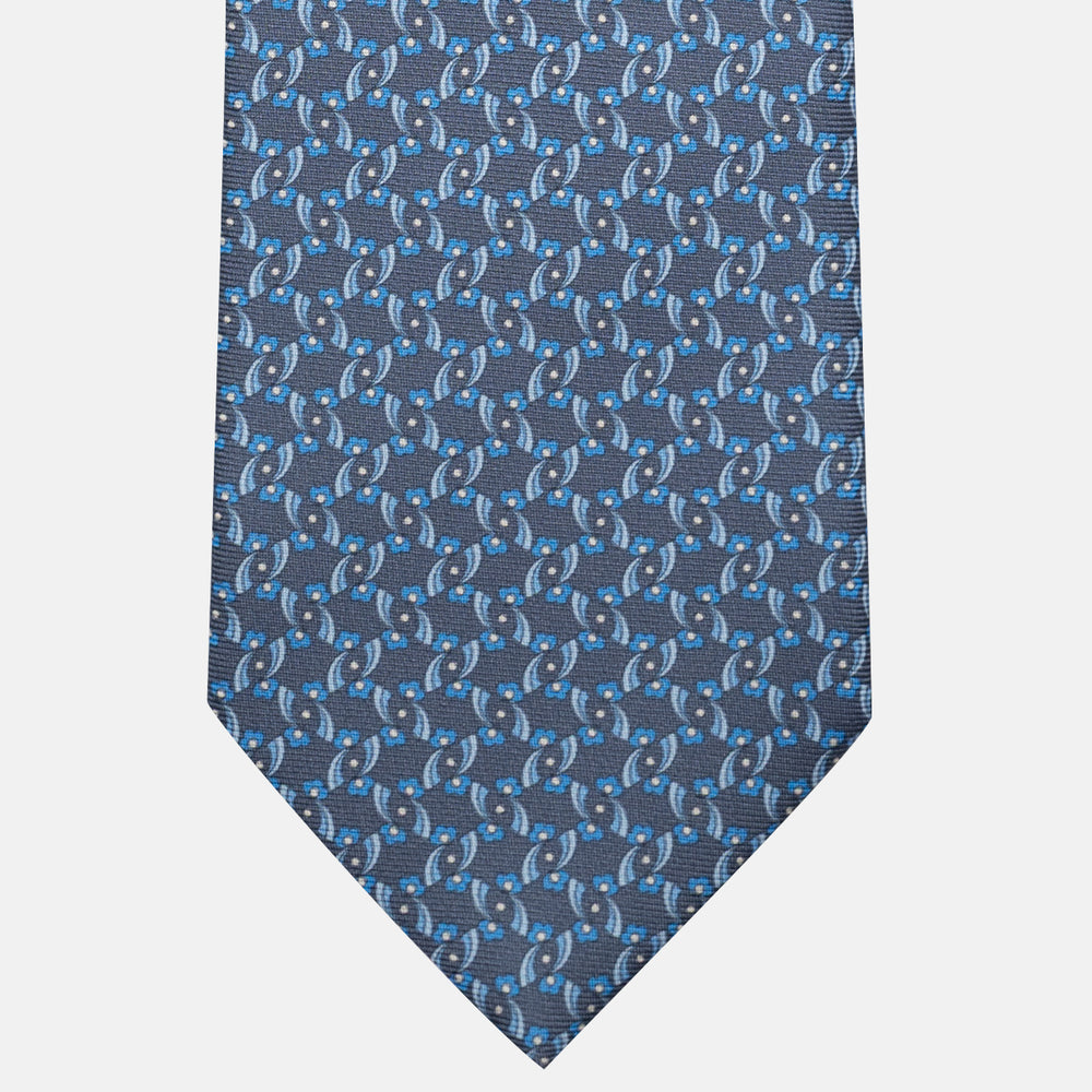 Cravatta 3 pieghe in Seta, Fantasia Floreale, Grigio - JA056337-9