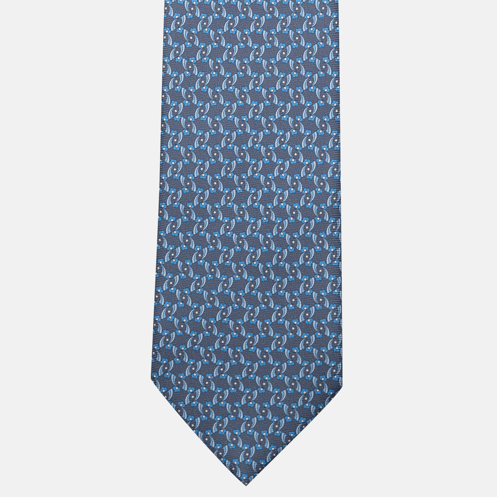 Cravatta 3 pieghe in Seta, Fantasia Floreale, Grigio - JA056337-9