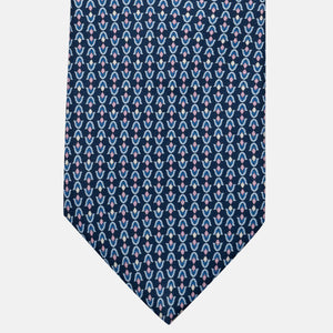 Cravatta 3 pieghe in Seta, Fantasia Floreale, Blu Rosa - JA056338-5