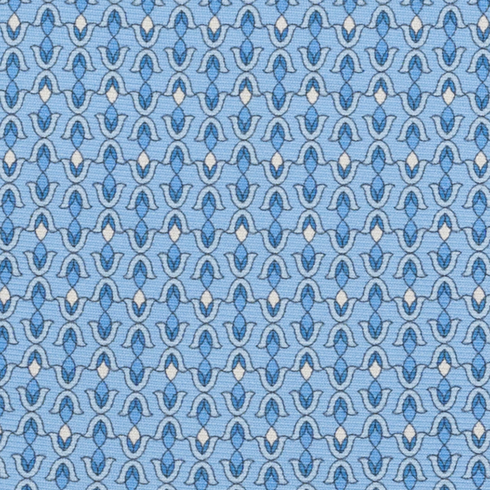 Cravatta 3 pieghe in Seta, Fantasia Floreale, Celeste - JA056338-6