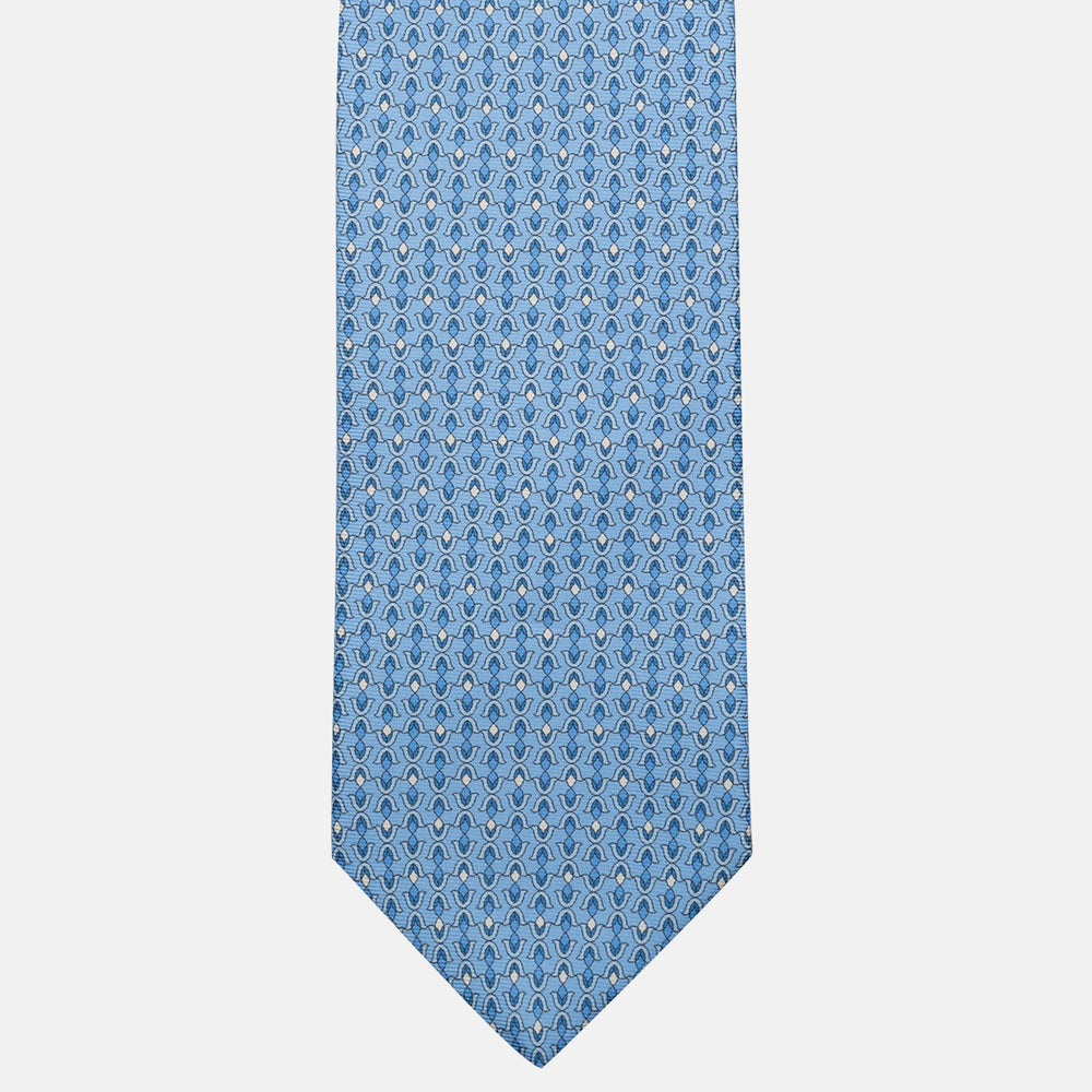 Cravatta 3 pieghe in Seta, Fantasia Floreale, Celeste - JA056338-6