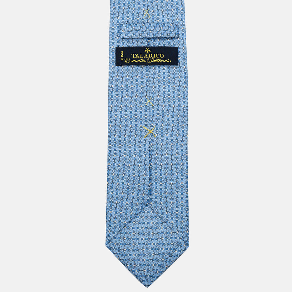 Cravatta 3 pieghe in Seta, Fantasia Floreale, Celeste - JA056338-6