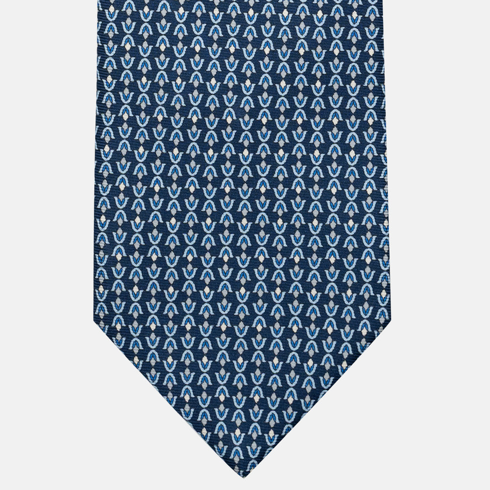 Cravatta 3 pieghe in Seta, Fantasia Floreale, Blu Chiaro Celeste - JA056338-7