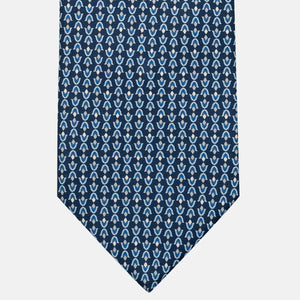 Cravatta 3 pieghe in Seta, Fantasia Floreale, Blu Chiaro Celeste - JA056338-7