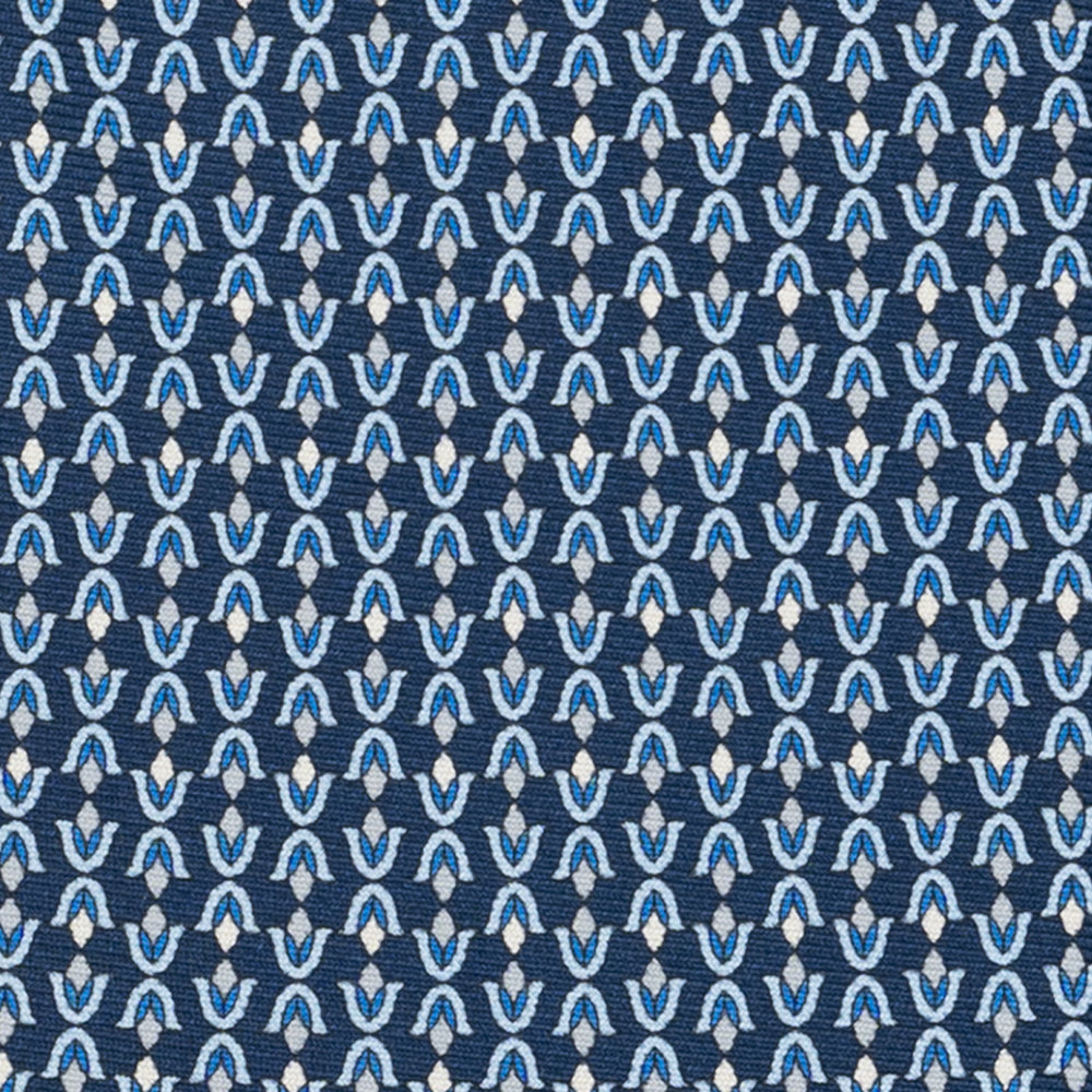 Cravatta 3 pieghe in Seta, Fantasia Floreale, Blu Chiaro Celeste - JA056338-7