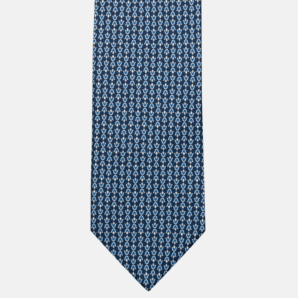 Cravatta 3 pieghe in Seta, Fantasia Floreale, Blu Chiaro Celeste - JA056338-7