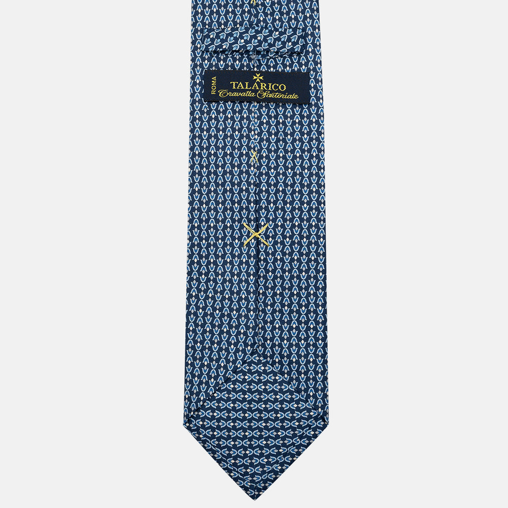 Cravatta 3 pieghe in Seta, Fantasia Floreale, Blu Chiaro Celeste - JA056338-7
