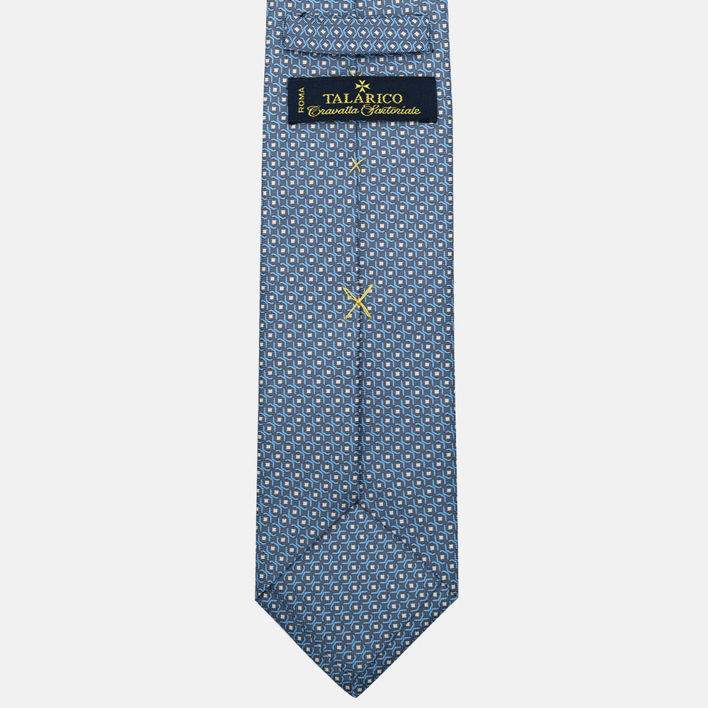 Cravatta 3 pieghe in Seta, Fantasia Geometrica, Grigio - JA056341-1