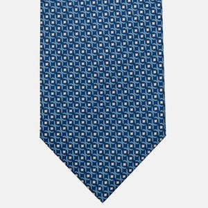 Cravatta 3 pieghe in Seta, Fantasia Geometrica, Azzurro - JA056341-2