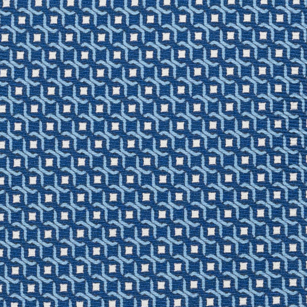 Cravatta 3 pieghe in Seta, Fantasia Geometrica, Azzurro - JA056341-2