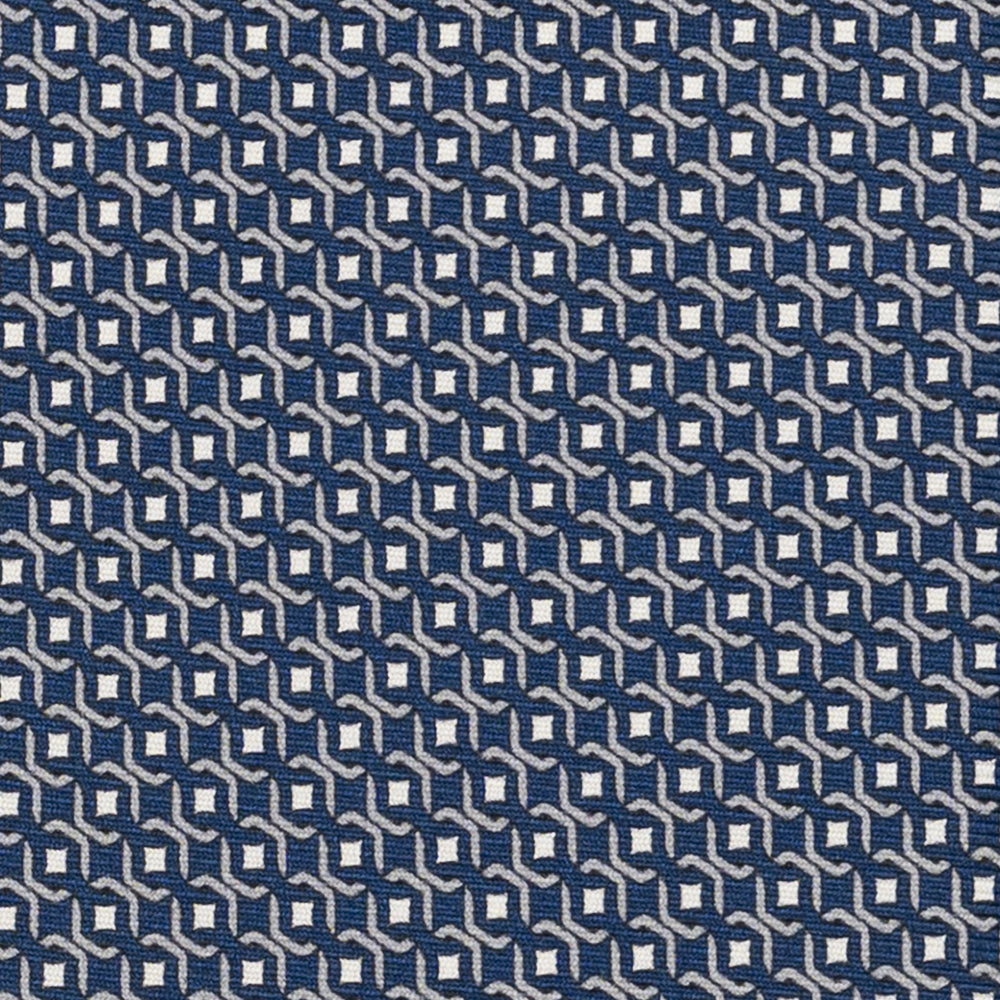 Cravatta 3 pieghe in Seta, Fantasia Geometrica, Blu Grigio - JA056341-4