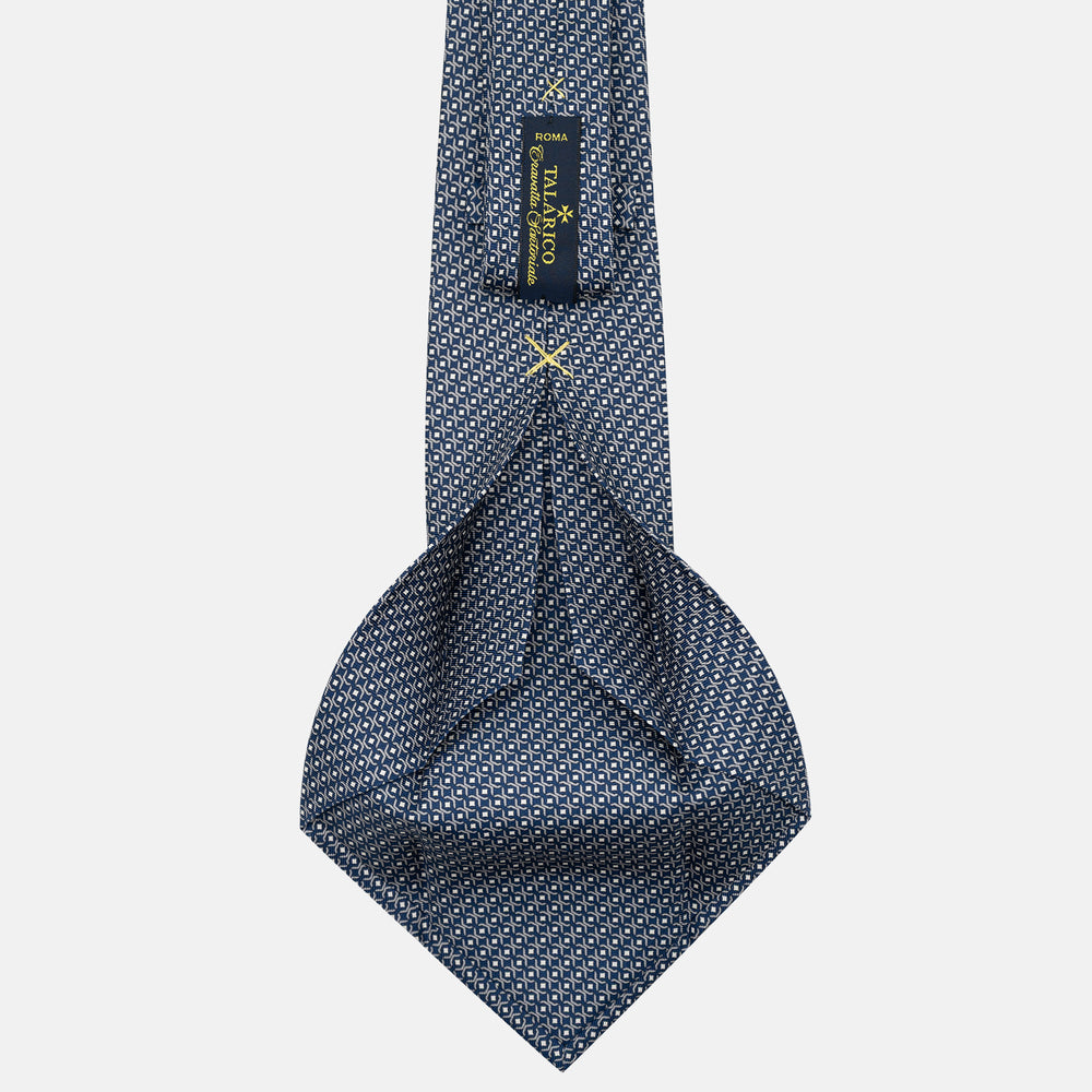 Cravatta 5 pieghe in seta Fantasia Geometrica Blu Grigio - JA056341-4