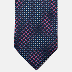 Cravatta 3 pieghe in Seta, Fantasia Geometrica, Blu Rosso - JA056664-1