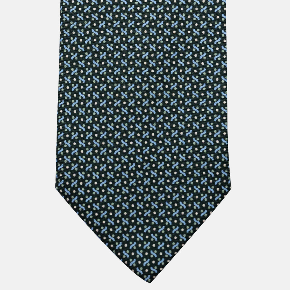 Cravatta 3 pieghe in Seta, Fantasia Geometrica, Verdone - JA056664-2