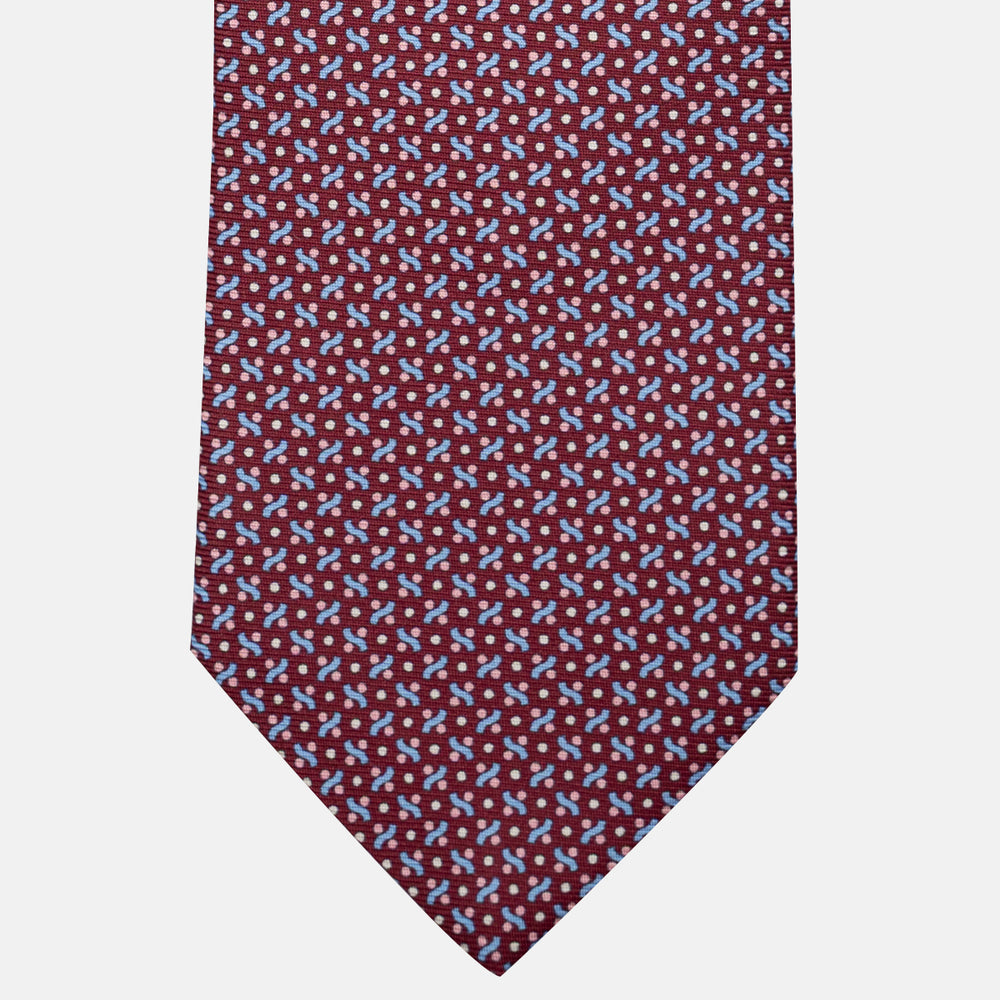 Cravatta 3 pieghe in Seta, Fantasia Geometrica, Bordeaux - JA056664-3
