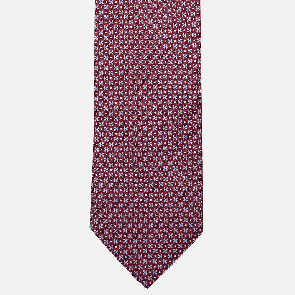 Cravatta 3 pieghe in Seta, Fantasia Geometrica, Bordeaux - JA056664-3