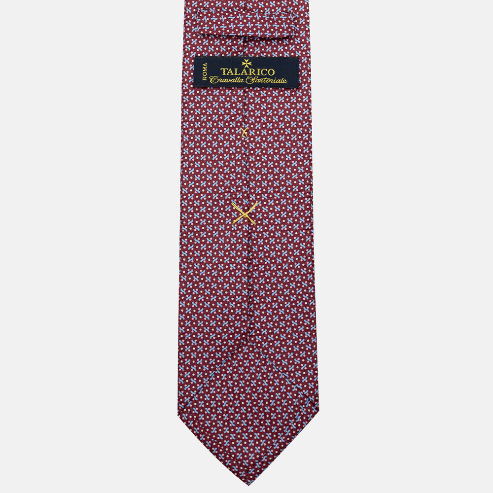 Cravatta 3 pieghe in Seta, Fantasia Geometrica, Bordeaux - JA056664-3
