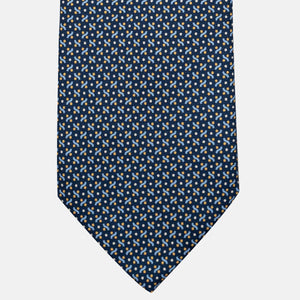 Cravatta 3 pieghe in Seta, Fantasia Geometrica, Blu Giallo - JA056664-4