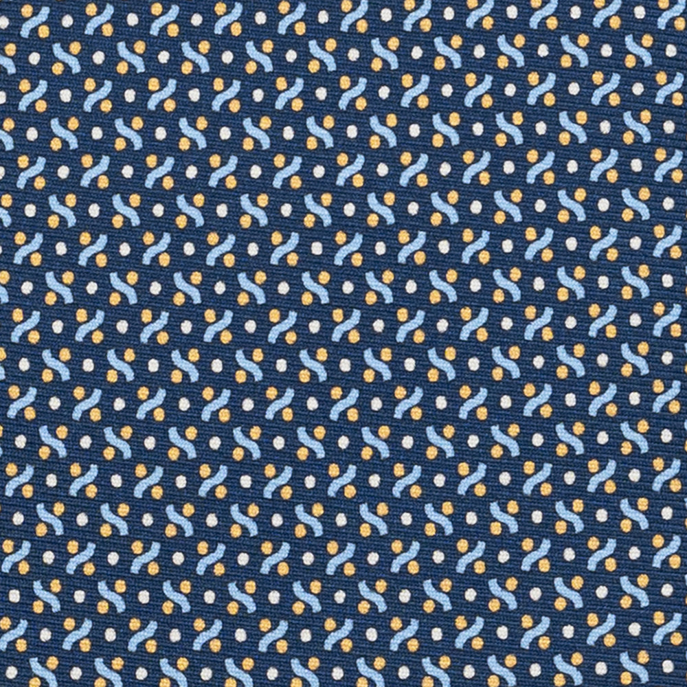 Cravatta 3 pieghe in Seta, Fantasia Geometrica, Blu Giallo - JA056664-4