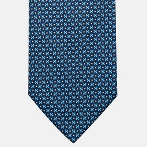 Cravatta 3 pieghe in Seta, Fantasia Geometrica, Azzurro - JA056664-5