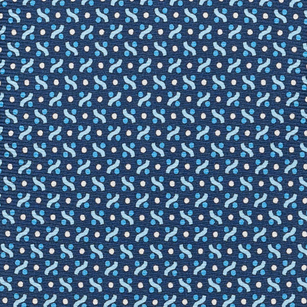 Cravatta 3 pieghe in Seta, Fantasia Geometrica, Azzurro - JA056664-5