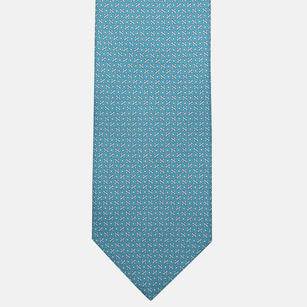 Cravatta 3 pieghe in Seta, Fantasia Geometrica, Piscina - JA056664-6