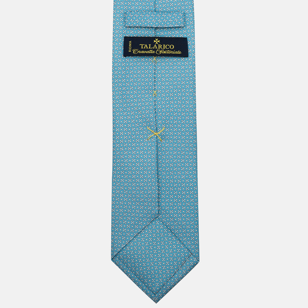 Cravatta 3 pieghe in Seta, Fantasia Geometrica, Piscina - JA056664-6