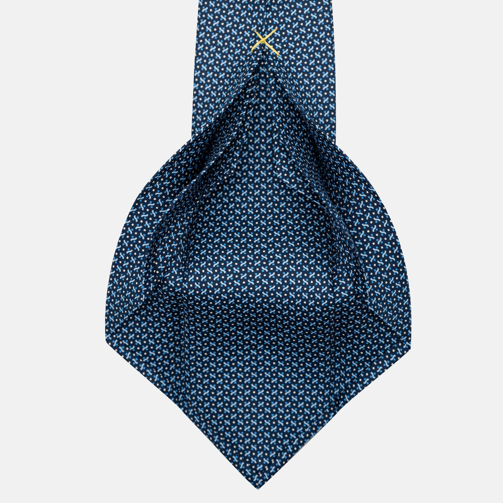 Cravatta 7 pieghe in seta Micro Fantasia Blu Celeste - JA056664-7