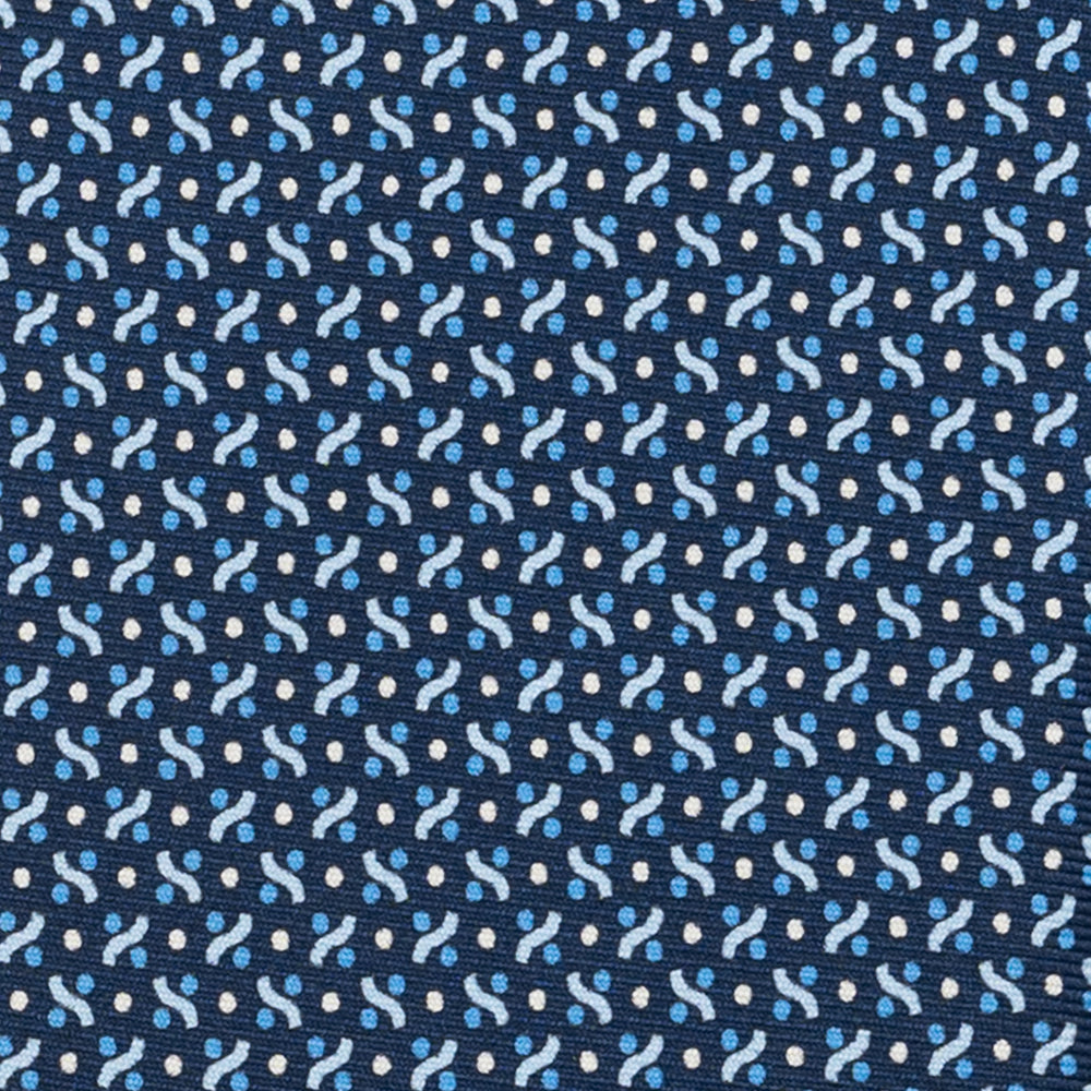 Cravatta 3 pieghe in Seta, Fantasia Geometrica, Blu Celeste - JA056664-7