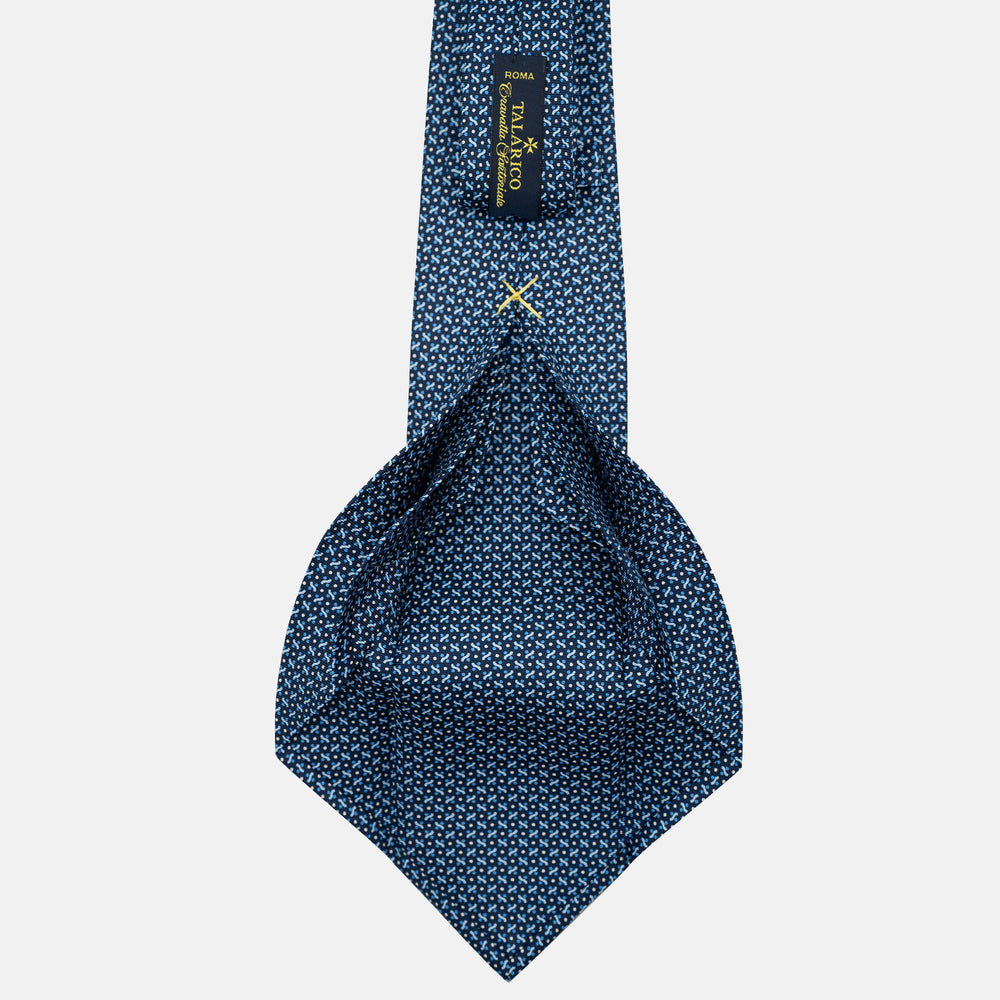 Cravatta 7 pieghe in seta Micro Fantasia Blu Celeste - JA056664-7
