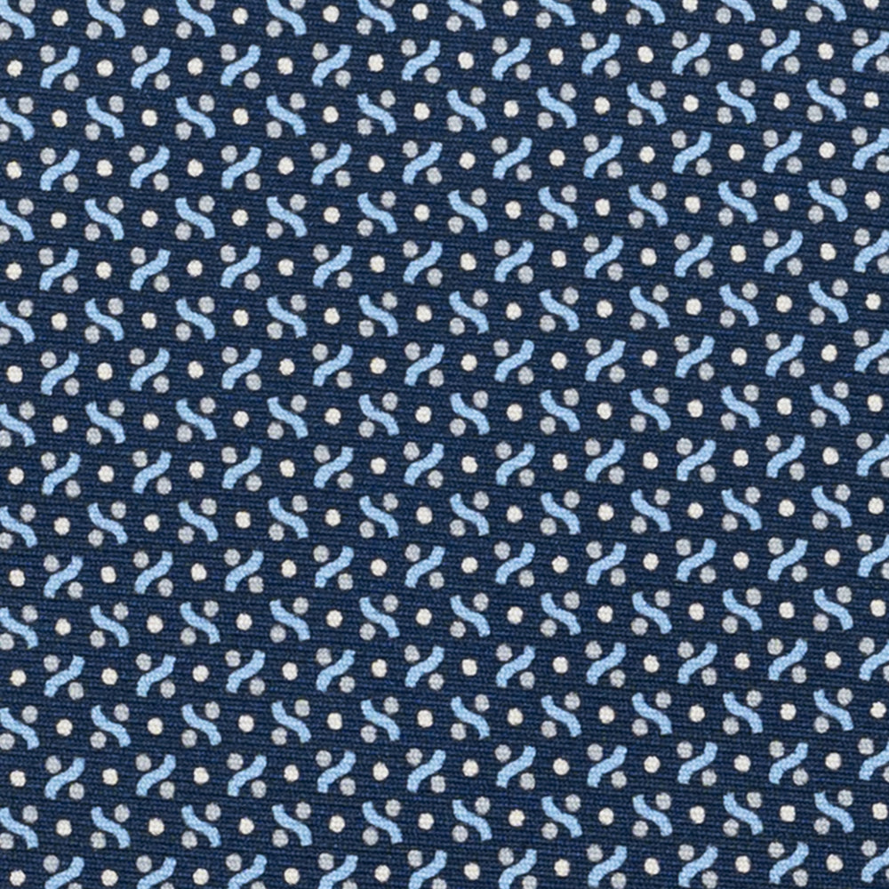 Cravatta 3 pieghe in Seta, Fantasia Geometrica, Blu Grigio - JA056664-8