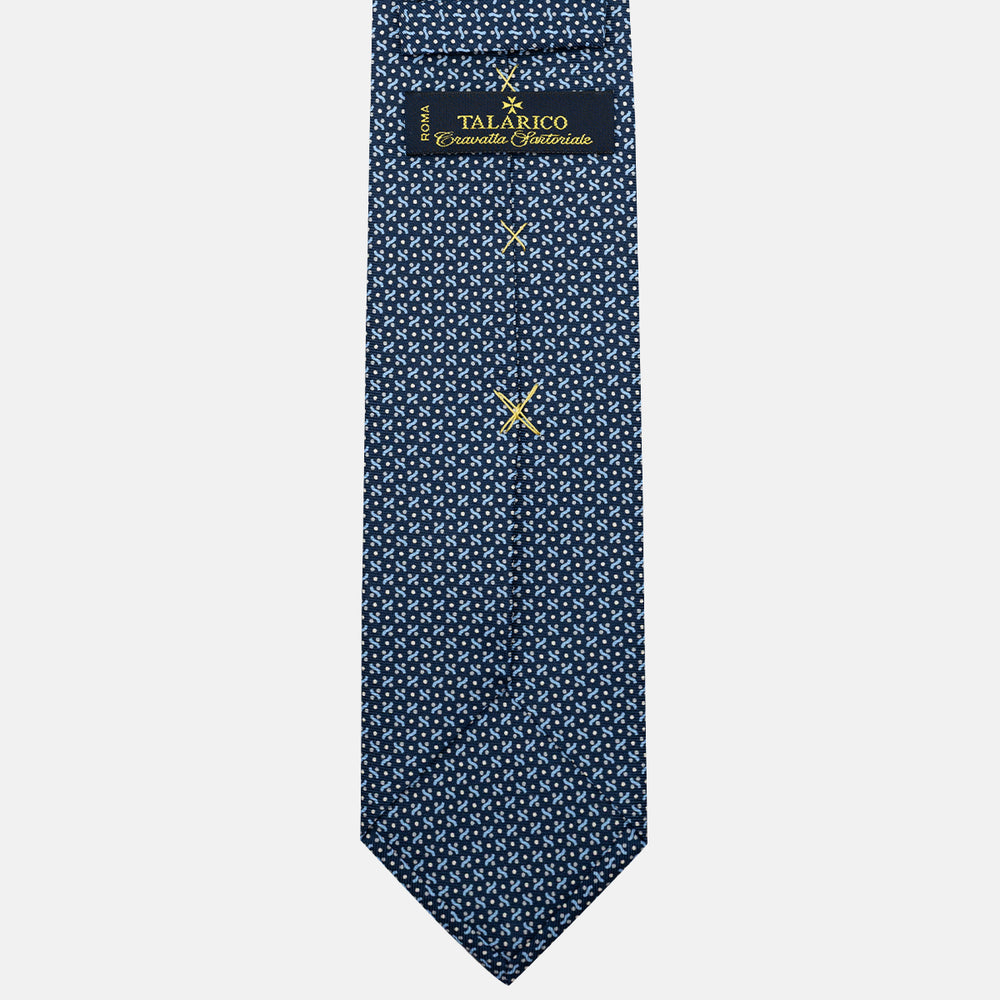 Cravatta 3 pieghe in Seta, Fantasia Geometrica, Blu Grigio - JA056664-8