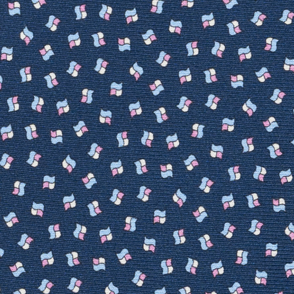 Cravatta 3 pieghe in Seta, Micro Fantasia, Blu Rosa - JA056667-2