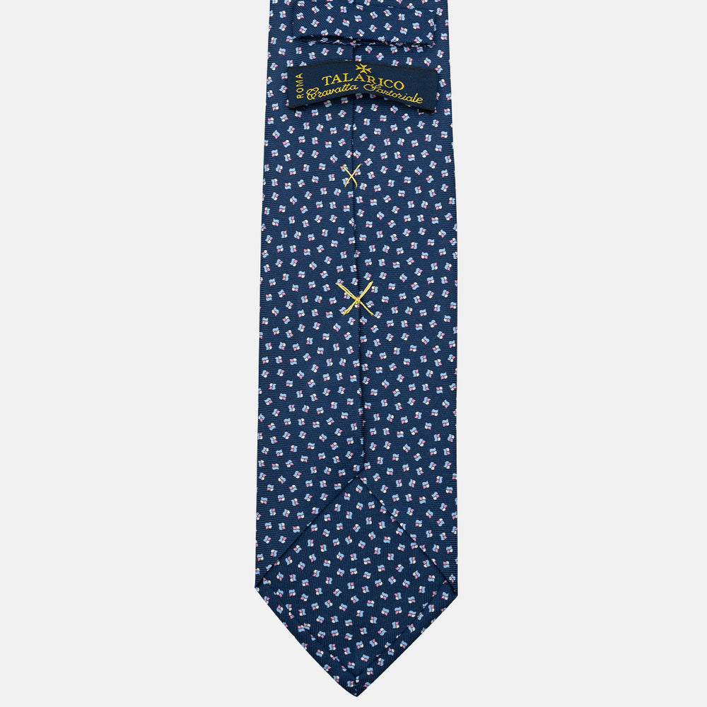 Cravatta 3 pieghe in Seta, Micro Fantasia, Blu Rosa - JA056667-2