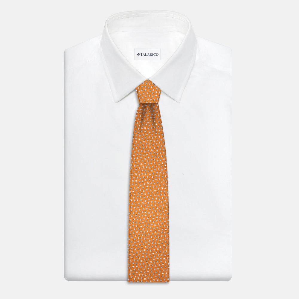 3-Fold Silk Tie, Micro Pattern, Orange - JA056667-3