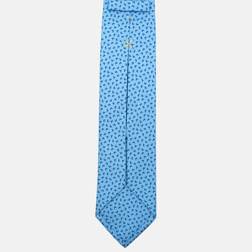 7-Fold Silk Tie in Micro Sky Blue Pattern - JA056667-5