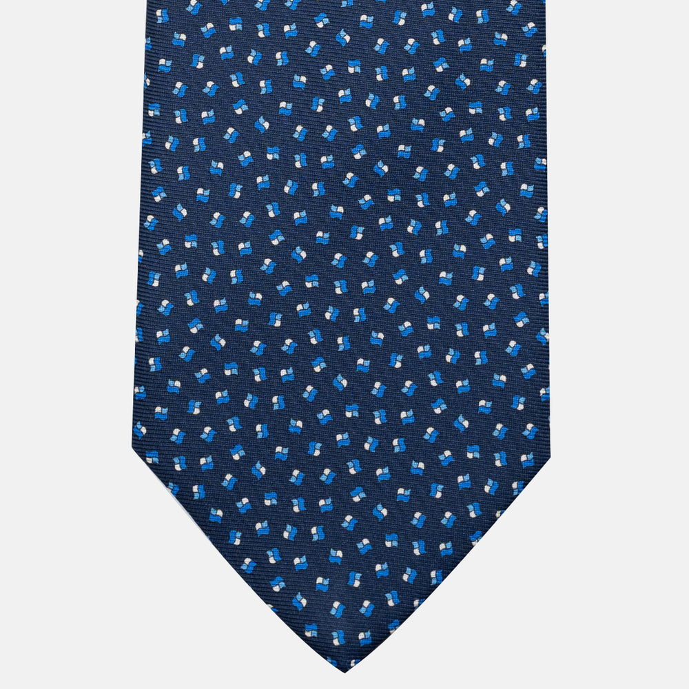 Cravatta 3 pieghe in Seta, Micro Fantasia, Blu Azzurro - JA056667-11