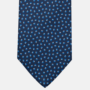 Cravatta 3 pieghe in Seta, Micro Fantasia, Blu Azzurro - JA056667-11
