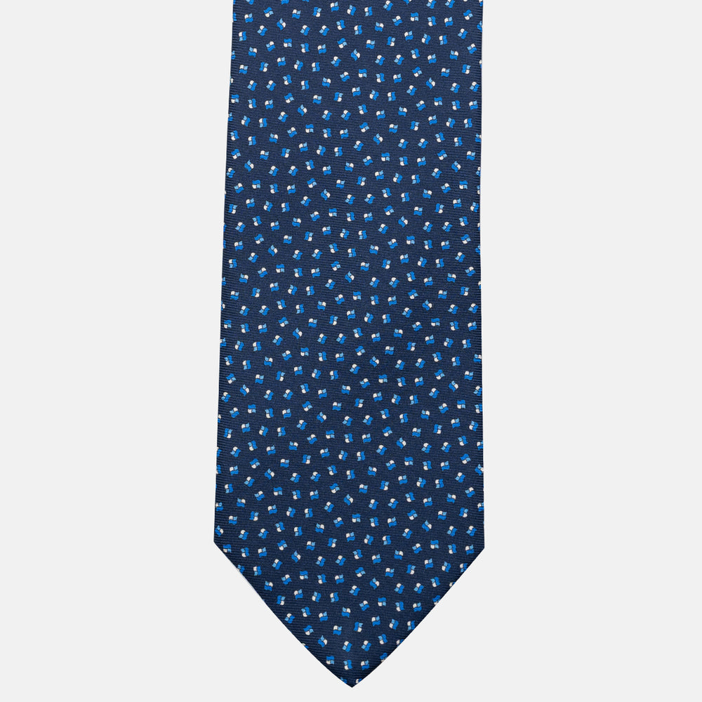 Cravatta 3 pieghe in Seta, Micro Fantasia, Blu Azzurro - JA056667-11