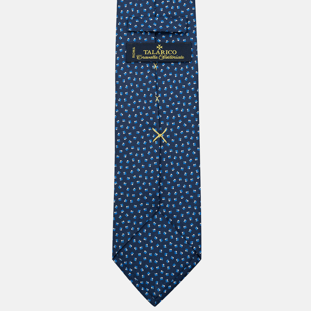 Cravatta 3 pieghe in Seta, Micro Fantasia, Blu Azzurro - JA056667-11