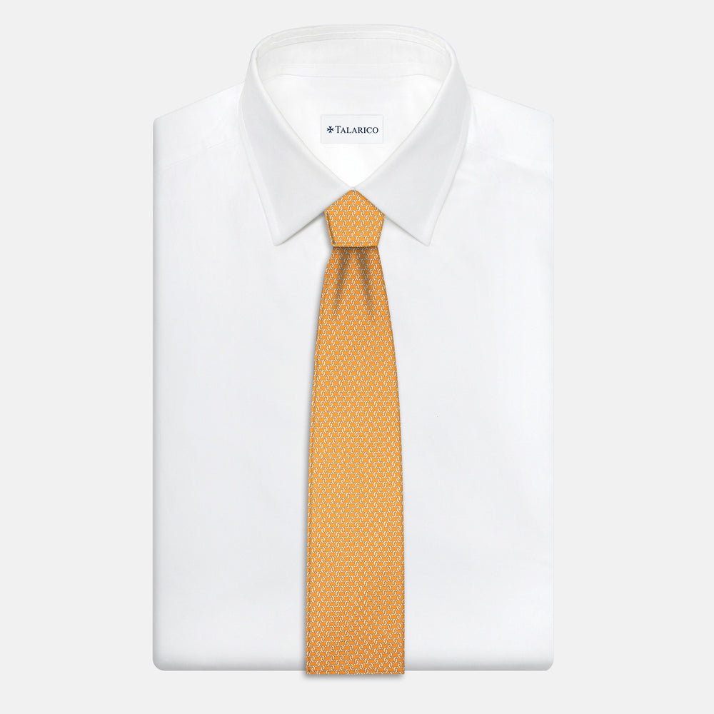 3-Fold Silk Tie, Geometric Pattern, Yellow - JA056669-5