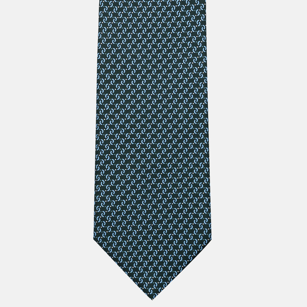 Cravatta 3 pieghe in Seta, Fantasia Geometrica, Verdone - JA056669-6